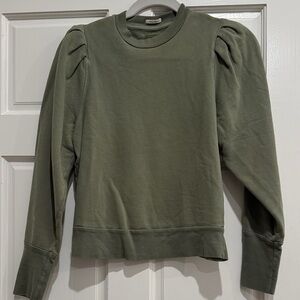 MOTHER Sage Green Puff Sleeve Sweatshirt